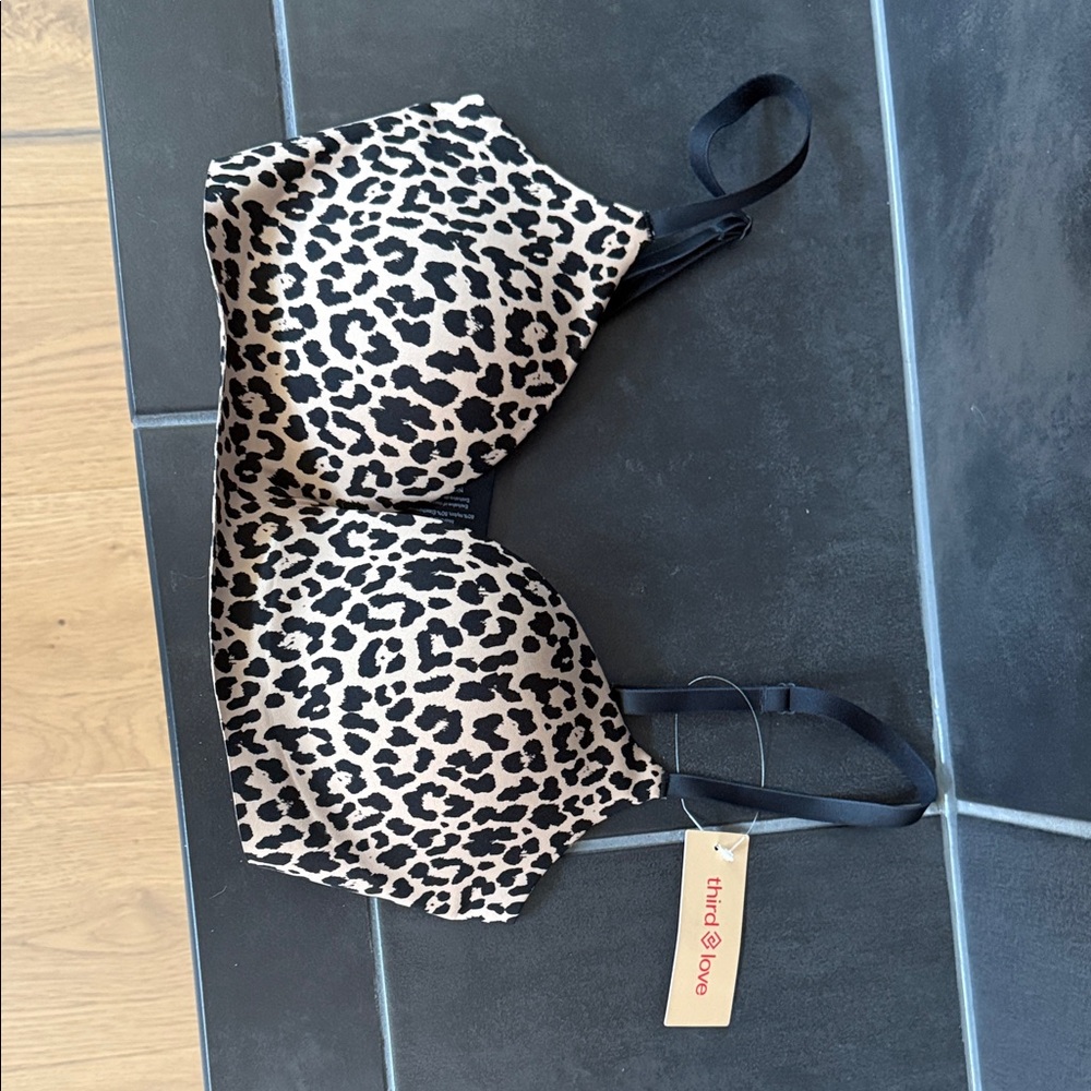 ThirdLove Animal Print Bra with Black Straps